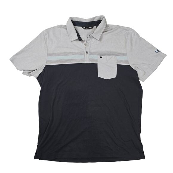 Travis Matthews Salad Days Polo Shirt Mens Size 2XLarge Gray Color Block Short - Picture 1 of 7